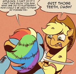 Size: 724x700 | Tagged: safe, applejack, rainbow dash, g4, comic, slap