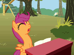 Size: 640x480 | Tagged: safe, screencap, scootaloo, g4, the show stoppers, animated, female, gif, headbang, musical instrument, never, piano, smashing, solo, wrong aspect ratio