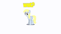 Size: 640x360 | Tagged: safe, artist:viva reverie, derpy hooves, pegasus, pony, g4, animated, female, image macro, immatoonlink, mare, show accurate, solo, wat