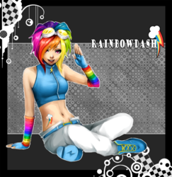 Size: 600x618 | Tagged: dead source, safe, artist:lisemo, artist:shoumon, rainbow dash, human, g4, female, humanized, solo