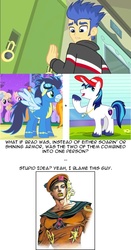 Size: 597x1138 | Tagged: safe, edit, edited screencap, screencap, flash sentry, shining armor, soarin', human, pegasus, pony, unicorn, equestria girls, g4, games ponies play, my little pony equestria girls, the best night ever, brad, dreamy cutebottom, jojo's bizarre adventure, jojolion, josefumi kujo, josuke higashikata (jojolion), soaring armor, spoiler, theory, wingboner