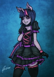 Size: 761x1080 | Tagged: safe, artist:rayzor-sharp, twilight sparkle, anthro, g4, gothic lolita, human facial structure, lolita fashion