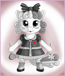 Size: 1100x1277 | Tagged: safe, artist:ratwhiskers, sweetie belle, pony, g4, 30 minute art challenge, bipedal, gothic lolita, lolita fashion, lollipop, rose