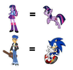 Size: 1280x1224 | Tagged: safe, flash sentry, twilight sparkle, human, equestria girls, g4, brad, crossover, male, sonic the hedgehog, sonic the hedgehog (series), style emulation