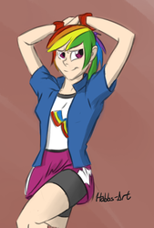 Size: 1280x1888 | Tagged: safe, artist:hobbsmeerkat, rainbow dash, human, g4, 30 minute art challenge, female, humanized, signature