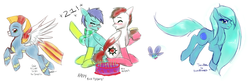 Size: 3250x1050 | Tagged: safe, artist:soul-soar, oc, oc only, oc:sputtox, oc:zephyr storm(mcgack), parasprite, cake, wonderbolts