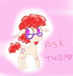 Size: 614x636 | Tagged: safe, artist:danadyu, twist, earth pony, pony, ask twist, g4, ask, floppy ears, glasses