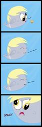 Size: 1013x3023 | Tagged: safe, artist:twilightspawkle, derpy hooves, whale, g4, comic, female, food, frown, muffin, ocean, onomatopoeia, smiling, solo, sound effects, species swap, water