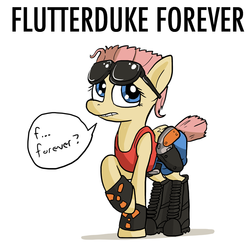 Size: 800x800 | Tagged: safe, artist:docwario, fluttershy, pony, g4, crossover, duke nukem, duke nukem forever