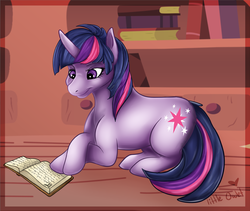 Size: 999x843 | Tagged: safe, artist:little owlet, twilight sparkle, g4, book, golden oaks library, library, reading