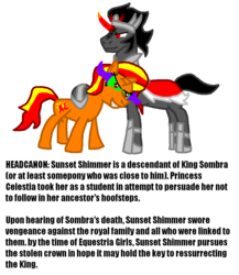 Size: 928x1067 | Tagged: artist needed, source needed, safe, king sombra, sunset shimmer, pony, g4, headcanon, text