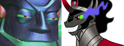 Size: 1024x384 | Tagged: safe, king sombra, pony, unicorn, g4, comparison, crossover, male, megabyte, narrowed eyes, reboot (series), stallion