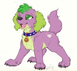 Size: 1280x1192 | Tagged: safe, artist:dimwitdog, spike, dog, equestria girls, g4, collar, cute, fluffy, happy, male, realistic, solo, spikabetes, spike the dog, spike's dog collar