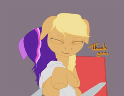 Size: 900x697 | Tagged: artist needed, safe, applejack, twilight sparkle, g4, comforting, crying, doctor, hug, wheelchair