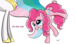 Size: 800x467 | Tagged: safe, artist:ratofdrawn, pinkie pie, princess celestia, alicorn, earth pony, pony, g4, duo, duo female, female, mare, simple background, transparent background