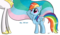 Size: 800x467 | Tagged: safe, artist:ratofdrawn, princess celestia, rainbow dash, alicorn, pegasus, pony, g4, duo, duo female, female, mare, simple background, transparent background