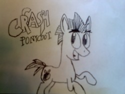 Size: 1600x1200 | Tagged: safe, artist:sfz95, pony, crash bandicoot, crash bandicoot (series), crossover, drawing, pen, ponified