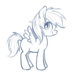 Size: 1231x1267 | Tagged: safe, artist:purmu, rainbow dash, g4, female, filly, monochrome, simple background, solo