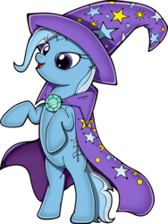 Size: 1802x2400 | Tagged: safe, artist:fuzon-s, trixie, pony, unicorn, g4, bipedal, brooch, cape, clothes, female, hat, jewelry, open mouth, rearing, simple background, solo, sonic channel, style emulation, transparent background, trixie's brooch, trixie's cape, trixie's hat, vector, yuji uekawa style