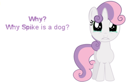 Size: 396x254 | Tagged: safe, spike, sweetie belle, pony, equestria girls, g4, dog drama, equestria girls drama, female, male, mouthpiece, ship:spikebelle, shipping, spike the dog, straight