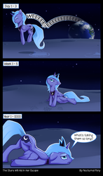 Size: 1667x2844 | Tagged: safe, artist:i-am-knot, princess luna, g4, banishment, comic, face down ass up, female, filly, moon, s1 luna, scootie belle, solo, woona, younger
