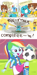 Size: 500x1000 | Tagged: safe, artist:mr-tiaa, edit, rainbow dash, human, pegasus, pony, equestria girls, g4, my little pony equestria girls, ball, clark wonderbot, crossover, football, fusion, inazuma eleven, inazuma eleven go, inazuma eleven go chrono stone, matsukaze tenma, mixi max, parody