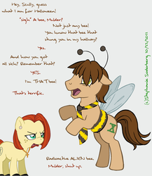 Size: 693x800 | Tagged: safe, artist:lululunabuna, bee, costume, crossover, dana scully, fox mulder, ponified, the x files