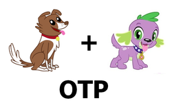 Size: 678x415 | Tagged: safe, spike, winona, dog, g4, exploitable meme, female, male, otp, ship:spinona, shipping, spike the dog, straight