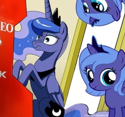 Size: 600x560 | Tagged: safe, princess luna, pony, gamer luna, g4, exploitable meme, meme, neo geo celestia, self ponidox, woona