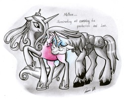 Size: 2144x1711 | Tagged: safe, artist:allocen, princess cadance, shining armor, g4, pregnant