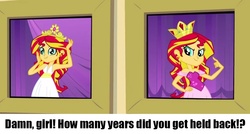 Size: 1005x540 | Tagged: safe, sunset shimmer, equestria girls, g4, my little pony equestria girls, crown, fall formal outfits, prom