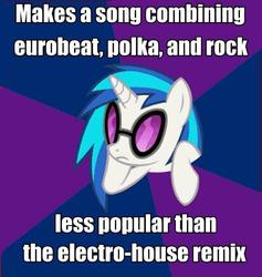 Size: 498x525 | Tagged: safe, dj pon-3, vinyl scratch, discord (eurobeat brony), g4, eurobeat brony, image macro, odyssey eurobeat, text