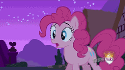 Size: 380x214 | Tagged: safe, screencap, pinkie pie, g4, magical mystery cure, season 3, animated, cup, female, hub logo, spit take, water