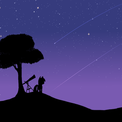 Size: 1250x1250 | Tagged: safe, artist:30clock, twilight sparkle, g4, female, night, pixiv, shooting star, silhouette, solo, telescope