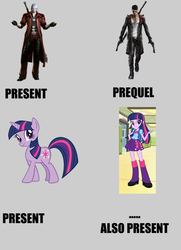Size: 578x800 | Tagged: safe, twilight sparkle, equestria girls, g4, dante (devil may cry), devil may cry, devil may cry 4, dmc, image macro, palindrome get