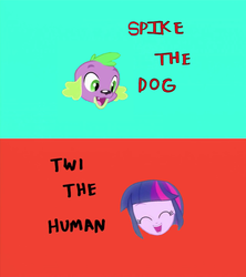 Size: 1280x1440 | Tagged: safe, spike, twilight sparkle, dog, equestria girls, g4, adventure time, cute, happy, male, spike the dog, twiabetes