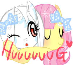 Size: 479x424 | Tagged: safe, fluttershy, oc, oc:celery, g4, heart, hug, lolitashy