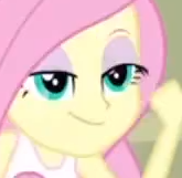 Size: 165x161 | Tagged: safe, screencap, fluttershy, equestria girls, g4, my little pony equestria girls, cropped, eyeshadow, faic, female, fist, lidded eyes, picture for breezies, smiling, smirk, solo