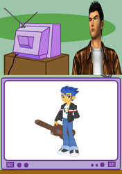 Size: 564x800 | Tagged: safe, flash sentry, equestria girls, g4, exploitable meme, ryo hazuki, shenmue, tv meme