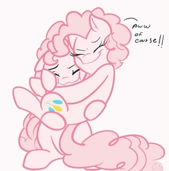 Size: 718x727 | Tagged: safe, artist:nolycs, pinkie pie, ask pinkie and berry, g4, bubble berry, female, hug, male, rule 63, self ponidox, selfcest, ship:bubblepie, shipping, straight