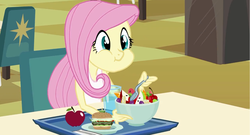 Size: 1500x807 | Tagged: safe, edit, edited screencap, screencap, fluttershy, anthro, equestria girls, g4, my little pony equestria girls, burger, cute, food, hamburger