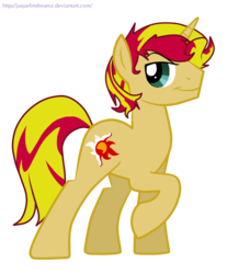 Size: 1084x1312 | Tagged: dead source, safe, artist:jaquelindreamz, sunset shimmer, pony, unicorn, g4, rule 63, solo, sunset glare