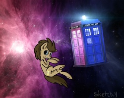 Size: 640x507 | Tagged: safe, artist:lizzyoli-ravioli, doctor whooves, time turner, g4, doctor who, space, tardis