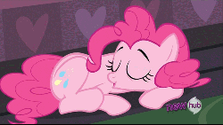 Size: 500x282 | Tagged: safe, screencap, pinkie pie, earth pony, pony, g4, mmmystery on the friendship express, season 2, animated, female, gif, horses doing horse things, hub logo, hubble, mare, scratching, sleeping, snoring, solo