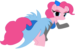 Size: 900x585 | Tagged: artist needed, safe, pinkie pie, earth pony, pony, g4, clothes, dress, female, mare, pie, simple background, solo, transparent background