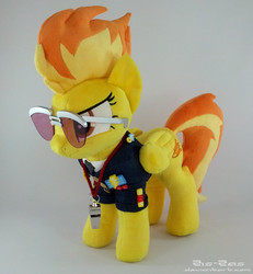 Size: 738x800 | Tagged: safe, artist:zizzaz, spitfire, pegasus, pony, g4, clothes, glasses, irl, necktie, photo, plushie, spitfire's tie, sunglasses, uniform, whistle, wonderbolts dress uniform