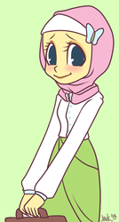 Size: 460x856 | Tagged: safe, artist:jun-k-tastic, fluttershy, equestria girls, g4, hijab, islam, islamashy, redesign