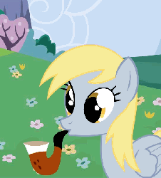 Size: 544x600 | Tagged: safe, artist:galekz, derpy hooves, pegasus, pony, g4, animated, bubble, bubble pipe, ear flick, female, mare, pipe