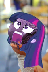 Size: 420x630 | Tagged: safe, twilight sparkle, equestria girls, g4, my little pony equestria girls, exploitable meme, ice cream, meme, pun, purple yam ice cream, twiscream