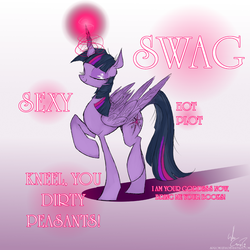 Size: 1000x1000 | Tagged: dead source, safe, artist:php15, twilight sparkle, alicorn, pony, g4, female, magic, mare, smug, smuglight sparkle, solo, swag, twilight sparkle (alicorn), tyrant sparkle